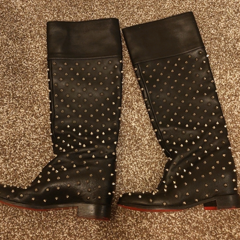 Christian Louboutin knee high spike boots 37